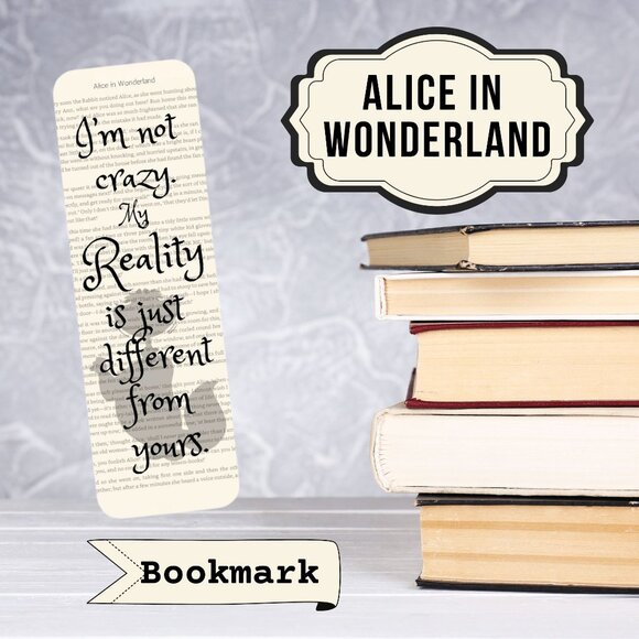 Alice in Wonderland Quote Book Page Bookmark, Book Accessories, Bookish - Picture 1 of 2